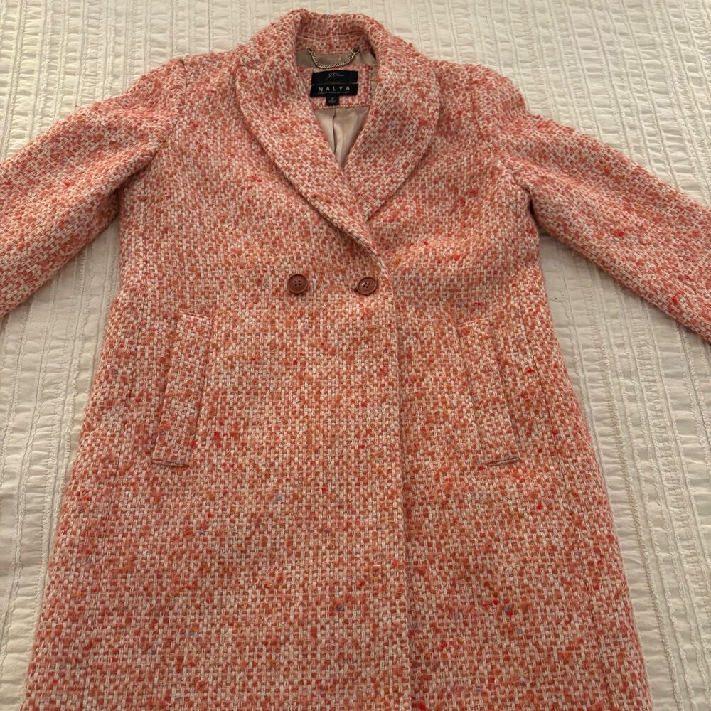 J. Crew Nalya Daphne Italian Tweed Pink Coat Size 2